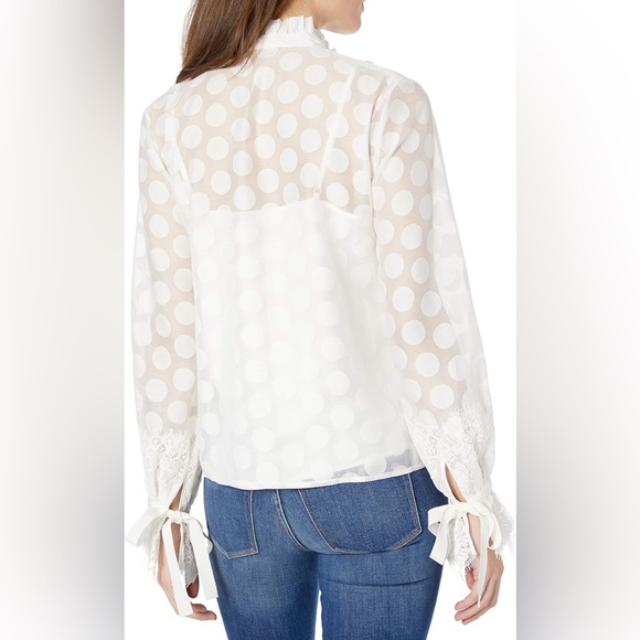 KEEPSAKE THE LABEL white transparent poka dot blouse with lace - Picture 5 of 7